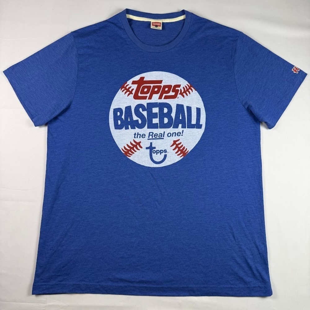 Homage Topps Baseball Cards The Real One Blue Crewneck T-Shirt Size XL